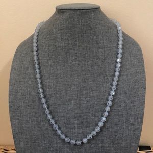 Glass Beaded Necklace Cloudy Glass with Polka Dots
